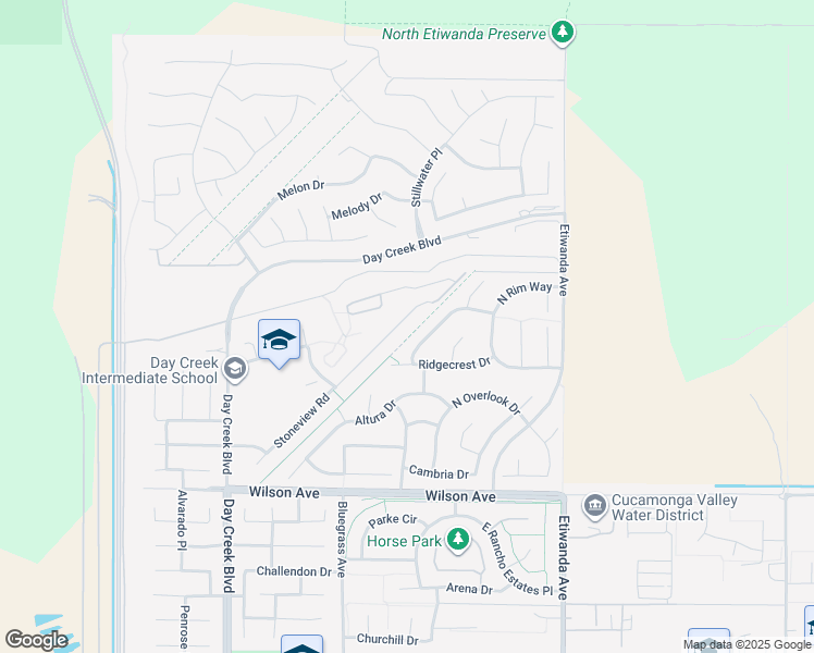 map of restaurants, bars, coffee shops, grocery stores, and more near 5370 Stoneview Road in Rancho Cucamonga