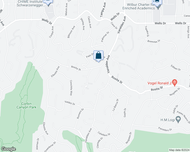 map of restaurants, bars, coffee shops, grocery stores, and more near 4735 Viviana Drive in Los Angeles