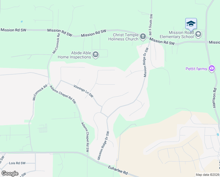 map of restaurants, bars, coffee shops, grocery stores, and more near 20 Bay Court in Cartersville