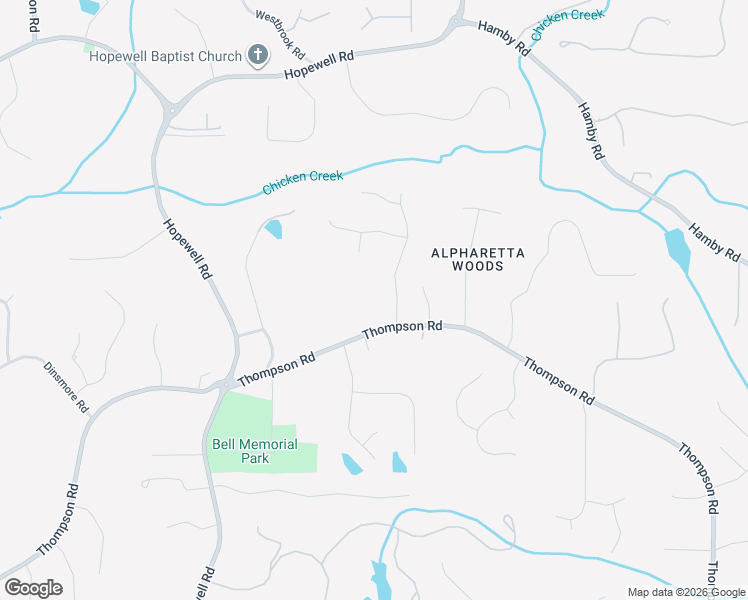 map of restaurants, bars, coffee shops, grocery stores, and more near 15540 South Thompson Road in Alpharetta
