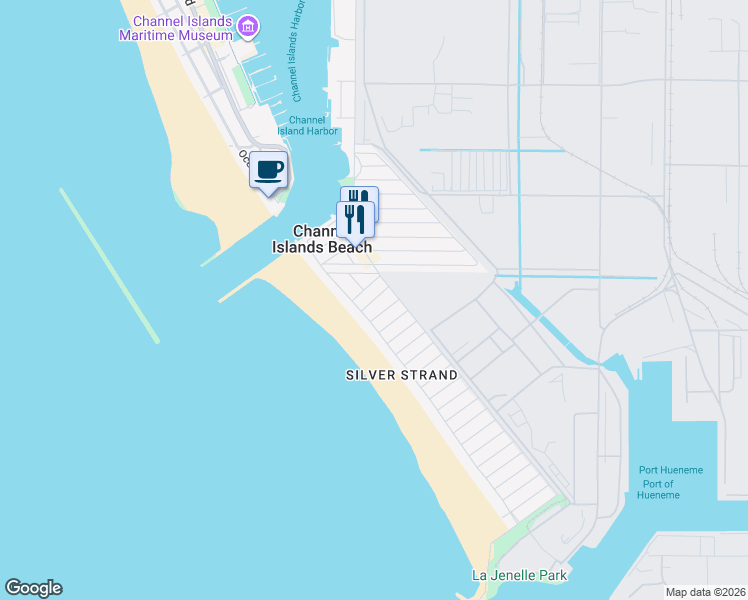 map of restaurants, bars, coffee shops, grocery stores, and more near 118 Bardsdale Avenue in Oxnard