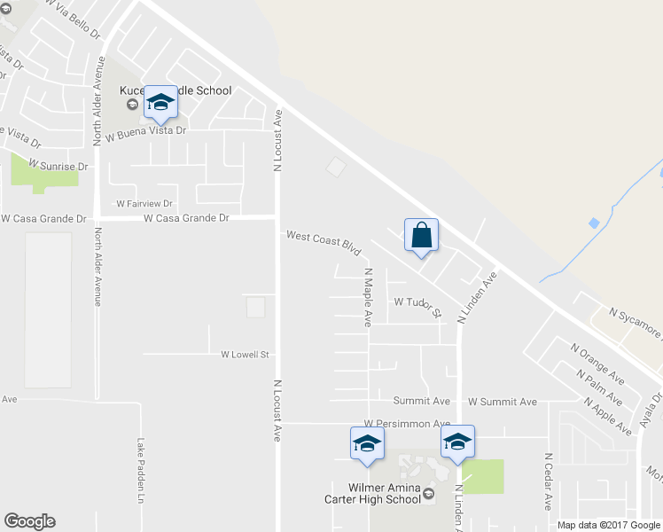 map of restaurants, bars, coffee shops, grocery stores, and more near 1785 West Via Verde Drive in Rialto