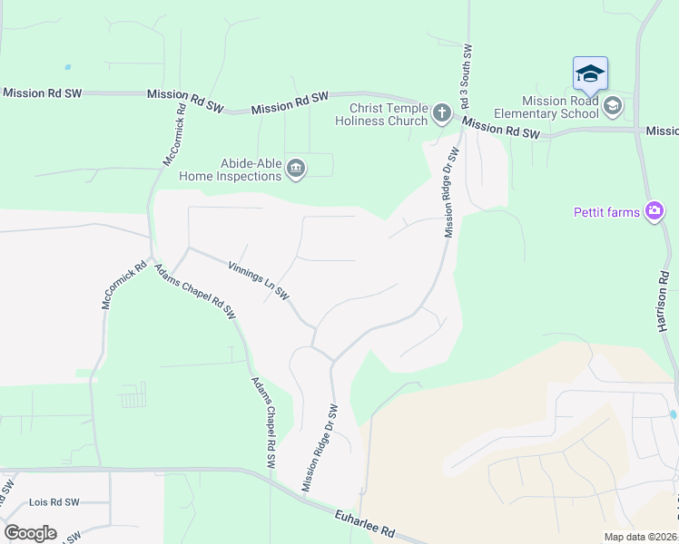 map of restaurants, bars, coffee shops, grocery stores, and more near 20 Bay Court in Cartersville