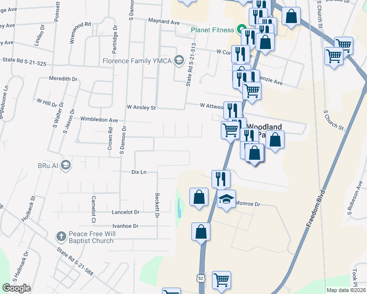 map of restaurants, bars, coffee shops, grocery stores, and more near 408 Sidney Avenue in Florence