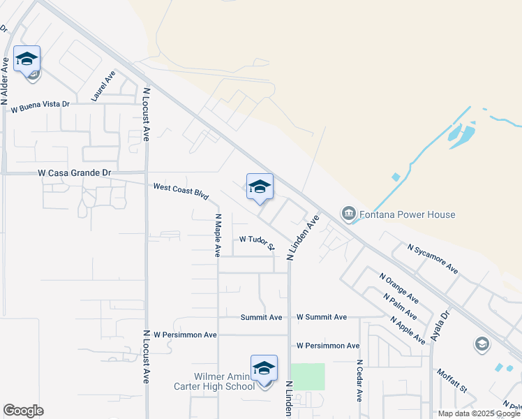 map of restaurants, bars, coffee shops, grocery stores, and more near in Rialto