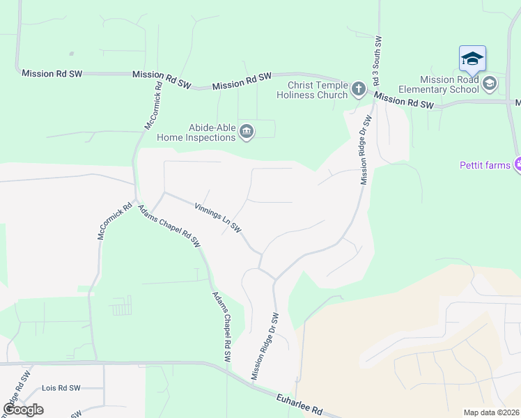 map of restaurants, bars, coffee shops, grocery stores, and more near 12 Bay Court in Cartersville