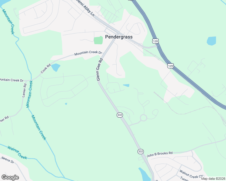 map of restaurants, bars, coffee shops, grocery stores, and more near 517 Glenn Gee Road in Pendergrass