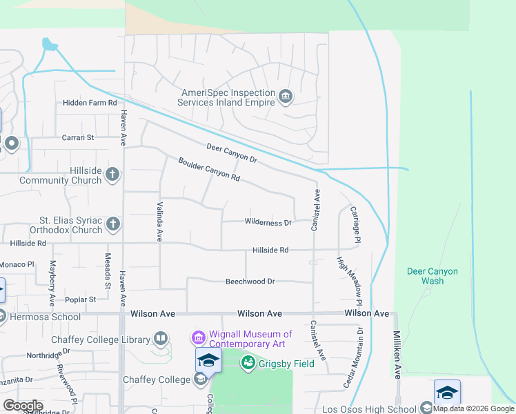 map of restaurants, bars, coffee shops, grocery stores, and more near 10919 Boulder Canyon Road in Rancho Cucamonga