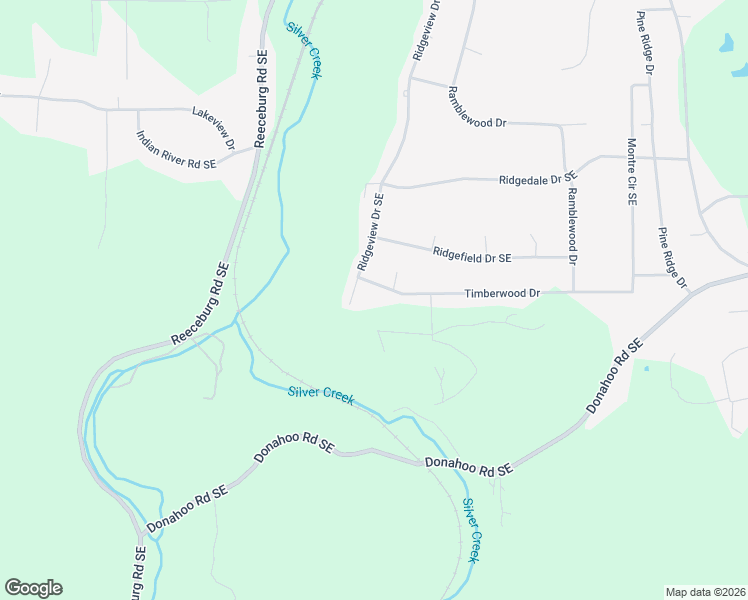 map of restaurants, bars, coffee shops, grocery stores, and more near 101 Ridgeview Drive Southeast in Silver Creek