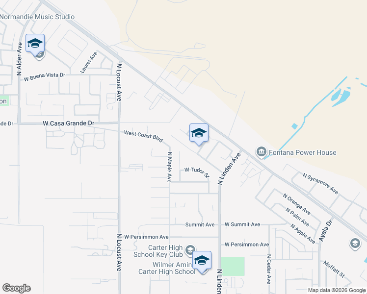 map of restaurants, bars, coffee shops, grocery stores, and more near in Rialto