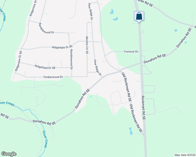 map of restaurants, bars, coffee shops, grocery stores, and more near 64 Pine Ridge Drive in Silver Creek