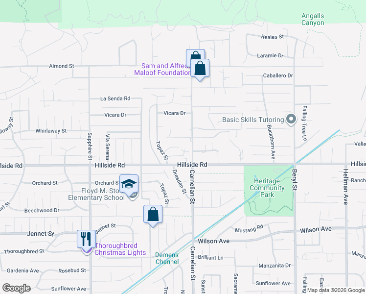 map of restaurants, bars, coffee shops, grocery stores, and more near 8652 Surrey Lane in Rancho Cucamonga
