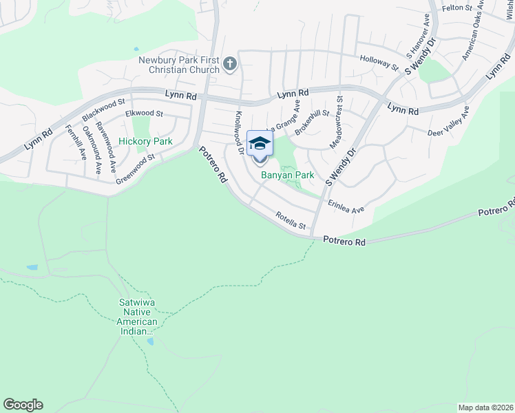 map of restaurants, bars, coffee shops, grocery stores, and more near 1220 Rotella Street in Thousand Oaks