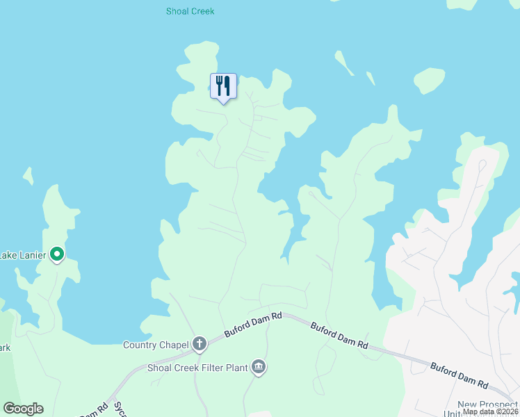 map of restaurants, bars, coffee shops, grocery stores, and more near 6535 Garrett Road in Buford