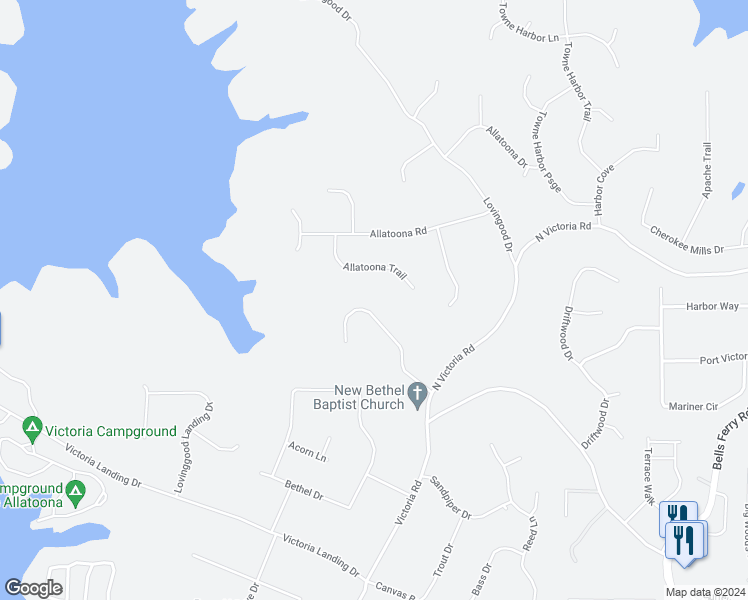 map of restaurants, bars, coffee shops, grocery stores, and more near 818 Victoria Place in Woodstock