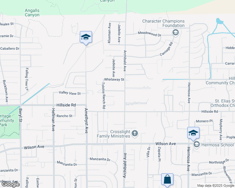map of restaurants, bars, coffee shops, grocery stores, and more near 9655 Norbrook Drive in Rancho Cucamonga
