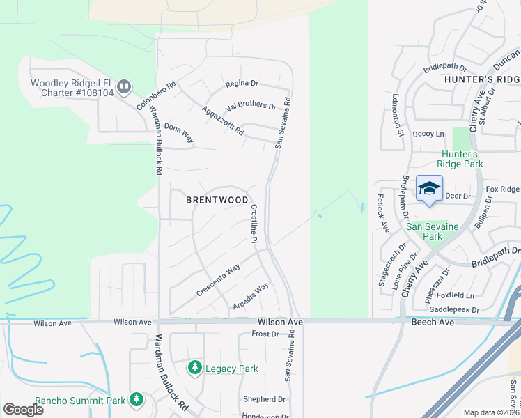 map of restaurants, bars, coffee shops, grocery stores, and more near 5369 Crestline Place in Rancho Cucamonga