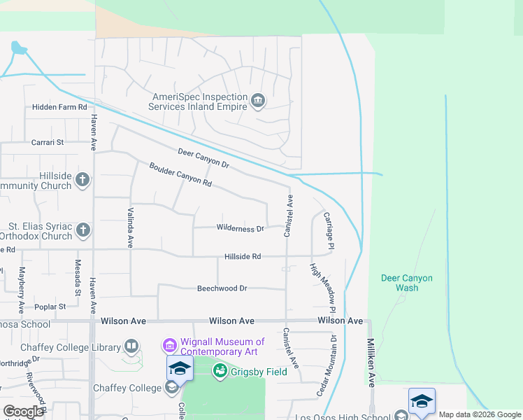 map of restaurants, bars, coffee shops, grocery stores, and more near 10983 Boulder Canyon Road in Rancho Cucamonga