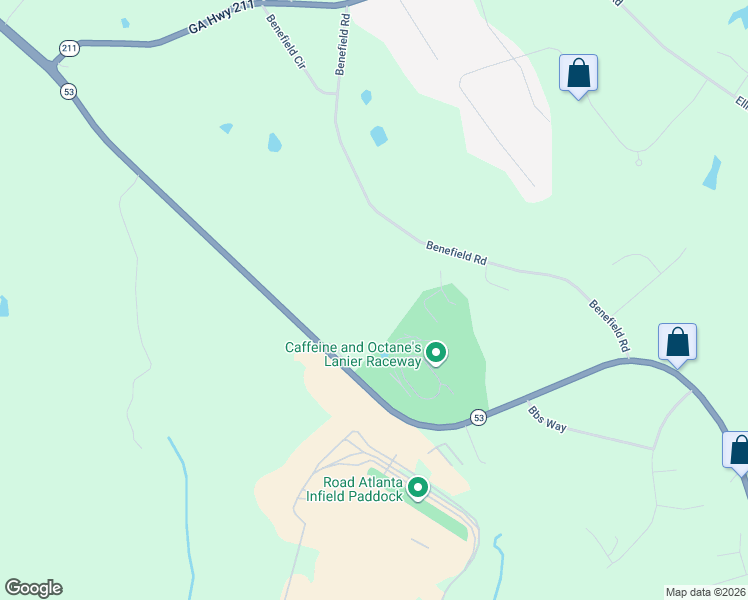 map of restaurants, bars, coffee shops, grocery stores, and more near 4418 Benefield Road in Braselton