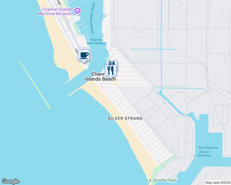 map of restaurants, bars, coffee shops, grocery stores, and more near 124 Simi Avenue in Oxnard