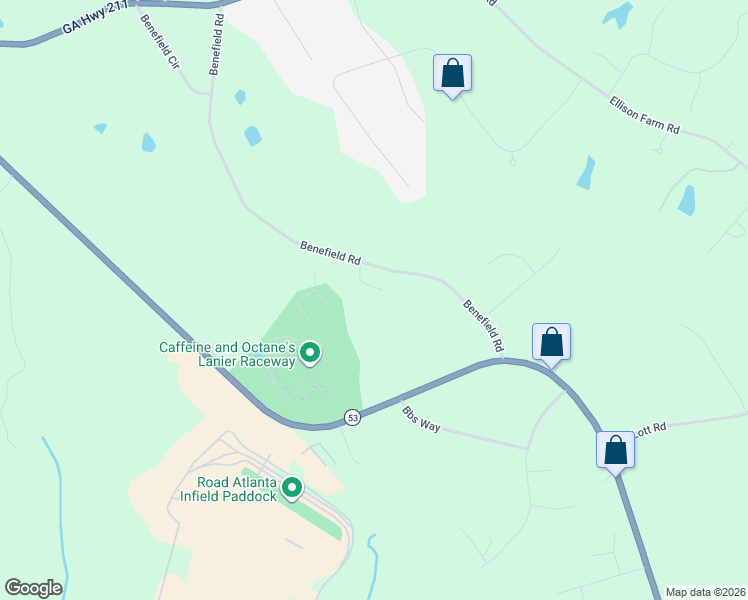 map of restaurants, bars, coffee shops, grocery stores, and more near 4530 Village South Drive in Braselton
