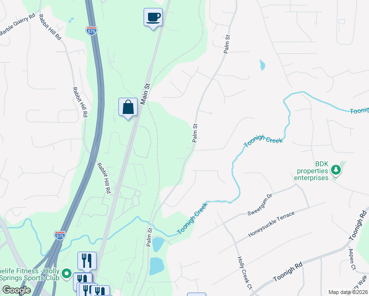 map of restaurants, bars, coffee shops, grocery stores, and more near 1470 Palm Street in Canton
