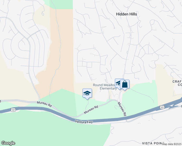 map of restaurants, bars, coffee shops, grocery stores, and more near 25200 Walker Road in Hidden Hills