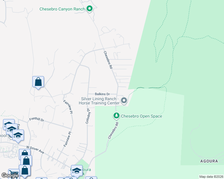 map of restaurants, bars, coffee shops, grocery stores, and more near 5909 1/2 Chesebro Road in Agoura Hills