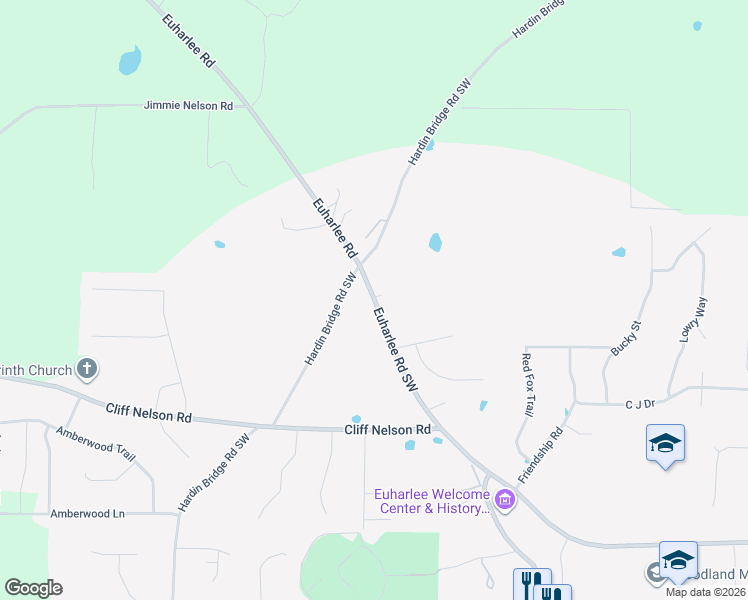 map of restaurants, bars, coffee shops, grocery stores, and more near 1968 Euharlee Road Southeast in Kingston