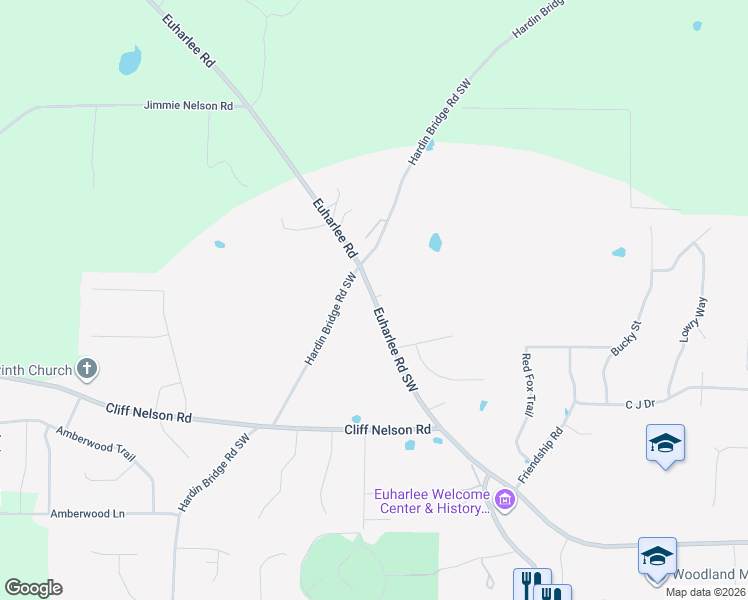 map of restaurants, bars, coffee shops, grocery stores, and more near 1246-1304 Euharlee Road Southwest in Euharlee