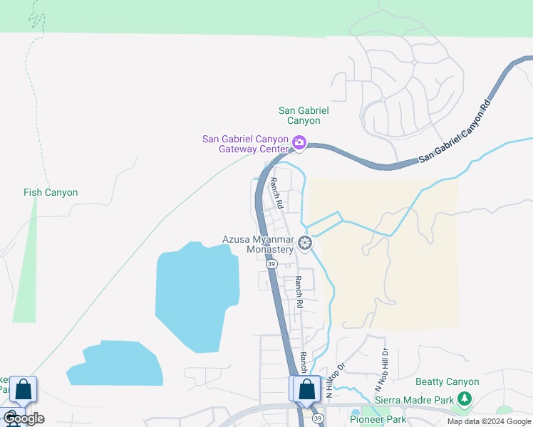 map of restaurants, bars, coffee shops, grocery stores, and more near 313 Wildflower Court in Azusa