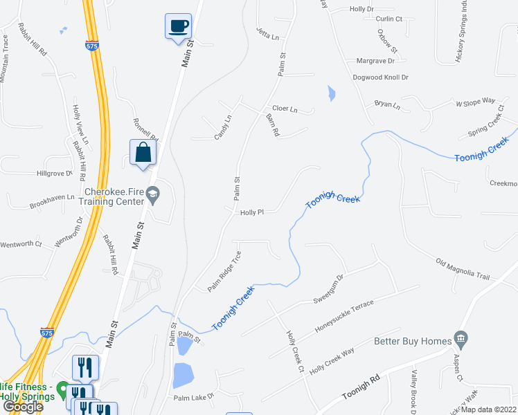 map of restaurants, bars, coffee shops, grocery stores, and more near 103 Holly Place in Canton