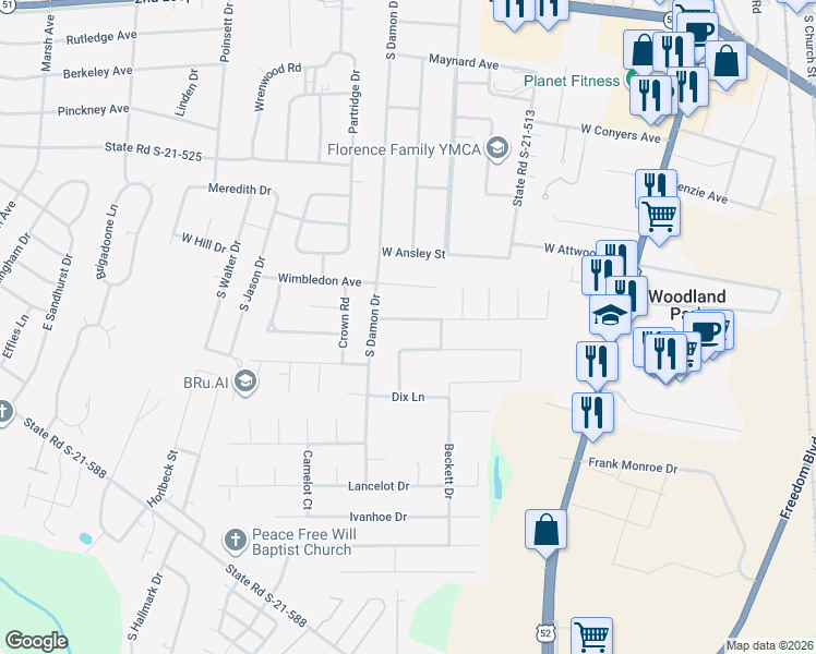 map of restaurants, bars, coffee shops, grocery stores, and more near 714 Sidney Avenue in Florence