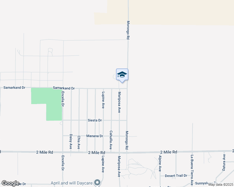 map of restaurants, bars, coffee shops, grocery stores, and more near 5334 Mariposa Avenue in Twentynine Palms