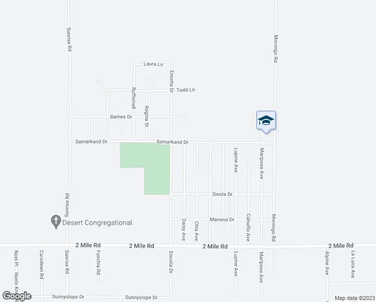 map of restaurants, bars, coffee shops, grocery stores, and more near 5333 Daisy Avenue in Twentynine Palms