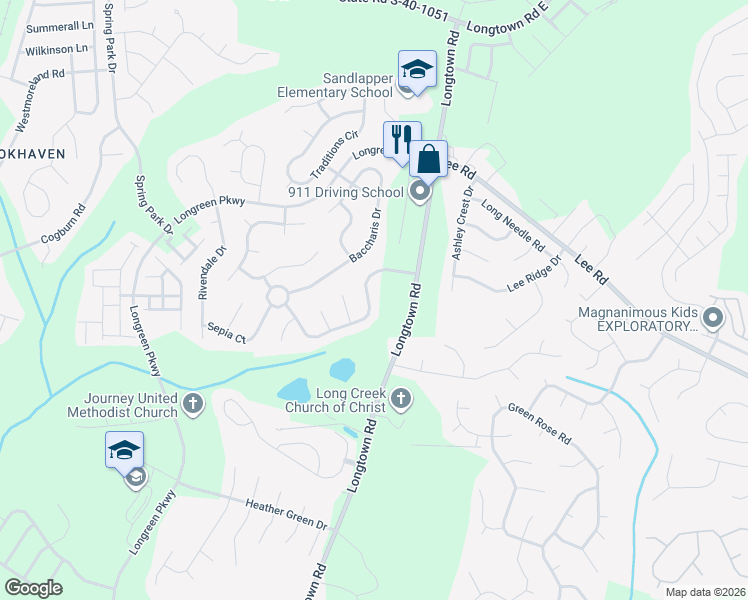 map of restaurants, bars, coffee shops, grocery stores, and more near 149 Longtown Place Drive in Columbia