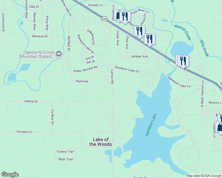 map of restaurants, bars, coffee shops, grocery stores, and more near 3271 Harmony Avenue in Navajo County