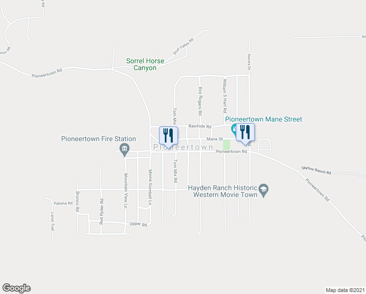 map of restaurants, bars, coffee shops, grocery stores, and more near in Pioneertown