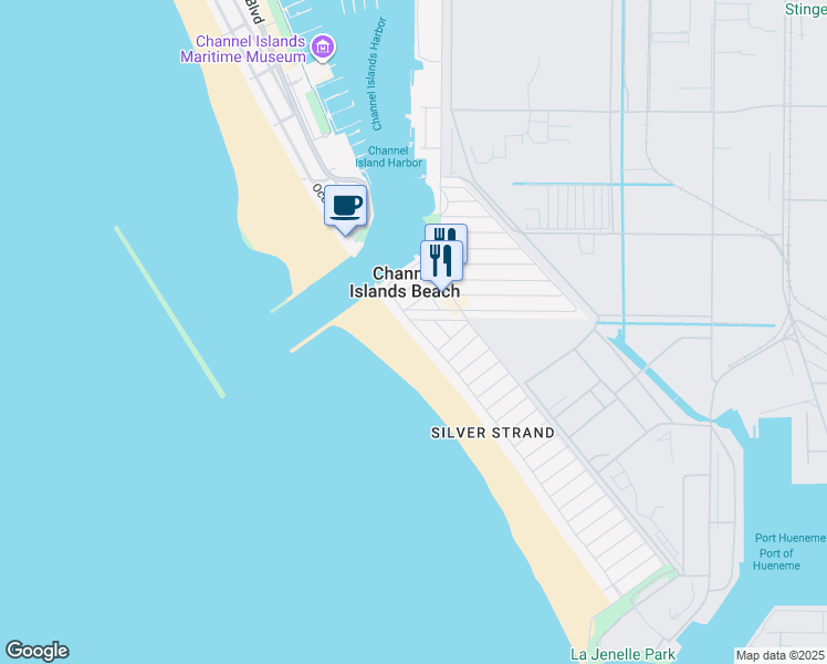 map of restaurants, bars, coffee shops, grocery stores, and more near 2145 Ocean Drive in Oxnard