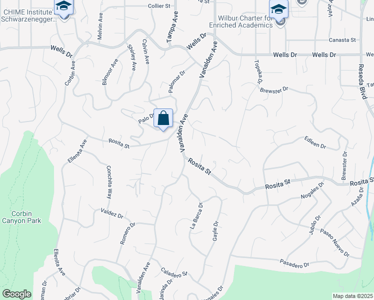 map of restaurants, bars, coffee shops, grocery stores, and more near 4754 Vanalden Avenue in Los Angeles