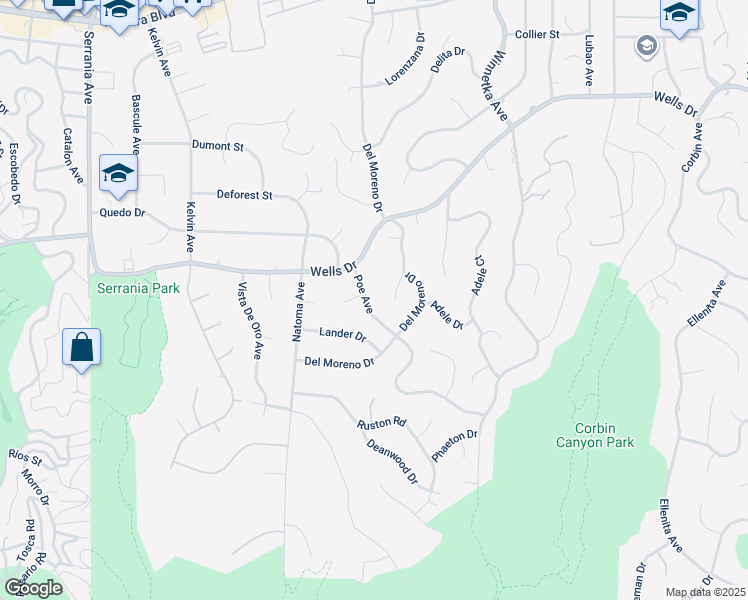 map of restaurants, bars, coffee shops, grocery stores, and more near 4750 Poe Avenue in Los Angeles