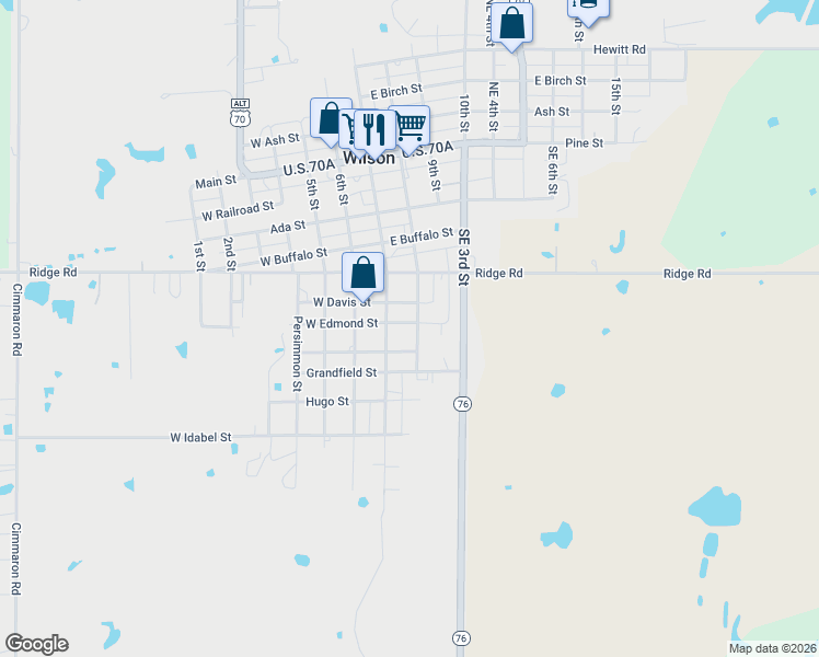 map of restaurants, bars, coffee shops, grocery stores, and more near 872 7th Street in Wilson