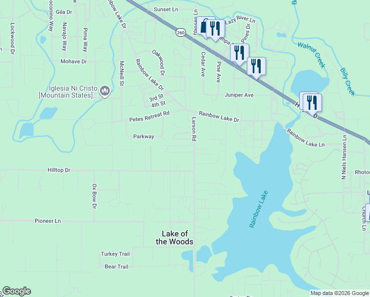 map of restaurants, bars, coffee shops, grocery stores, and more near 3271 Harmony Avenue in Navajo County