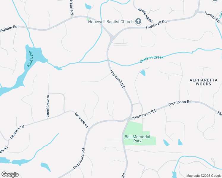 map of restaurants, bars, coffee shops, grocery stores, and more near 15448 Hopewell Road in Alpharetta