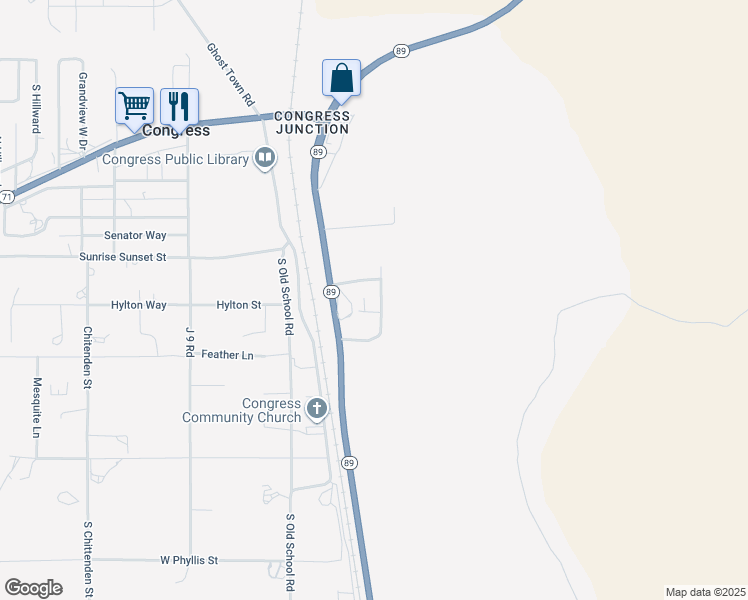 map of restaurants, bars, coffee shops, grocery stores, and more near 27120 Bennett Way in Congress