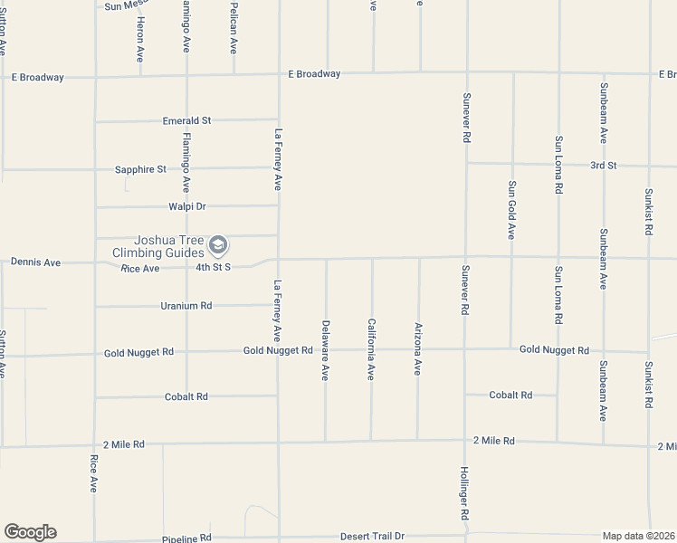 map of restaurants, bars, coffee shops, grocery stores, and more near 5353 Laferney Avenue in Joshua Tree