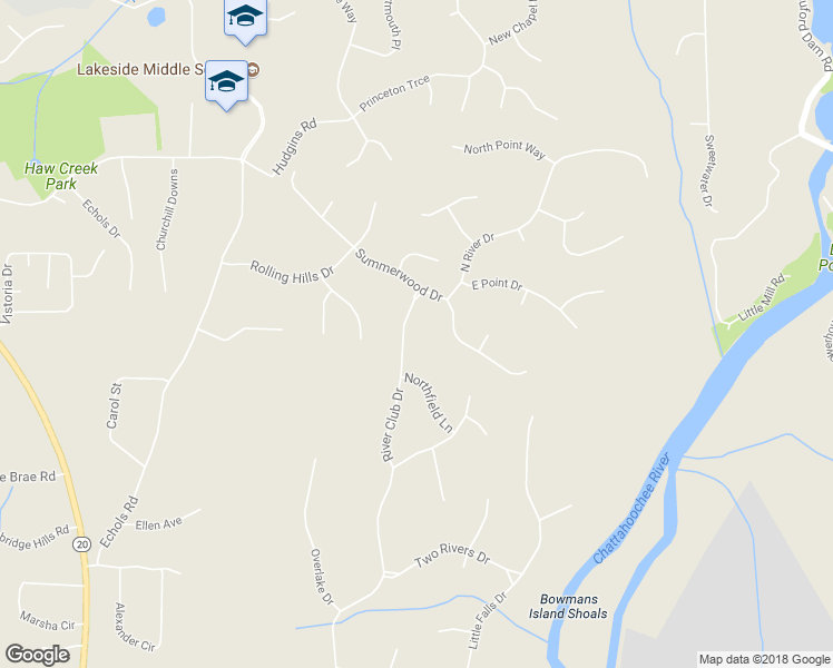 map of restaurants, bars, coffee shops, grocery stores, and more near 4260 River Club Drive in Cumming