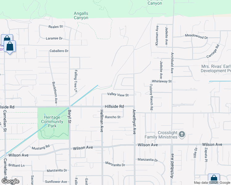 map of restaurants, bars, coffee shops, grocery stores, and more near 9370 Valley View Street in Rancho Cucamonga