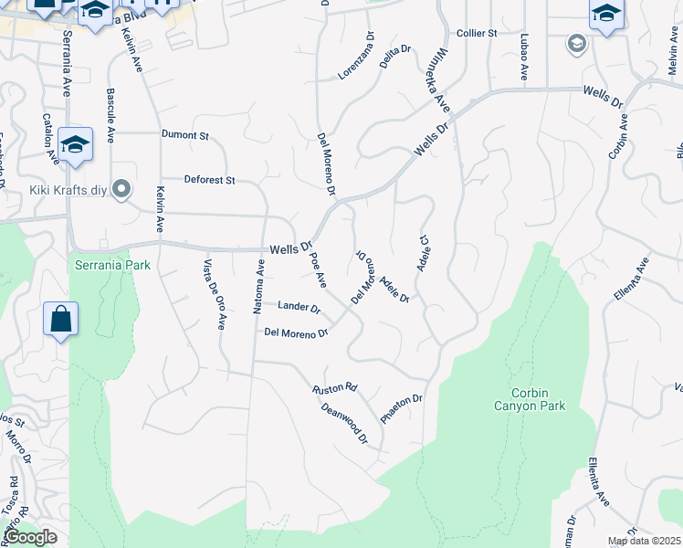 map of restaurants, bars, coffee shops, grocery stores, and more near 4759 Del Moreno Place in Los Angeles