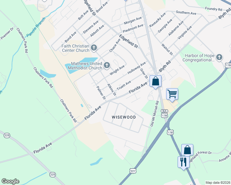 map of restaurants, bars, coffee shops, grocery stores, and more near 757 Truett Avenue in Greenwood